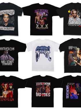 XXXTENTACION T恤纪念款Vintage短袖欧美纯棉宽松嘻哈说唱复古T恤