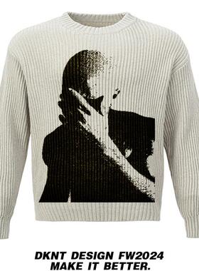 Frank Ocean 人像印花 毛衣 纯棉 针织 复古 美式 重磅 秋冬宽松