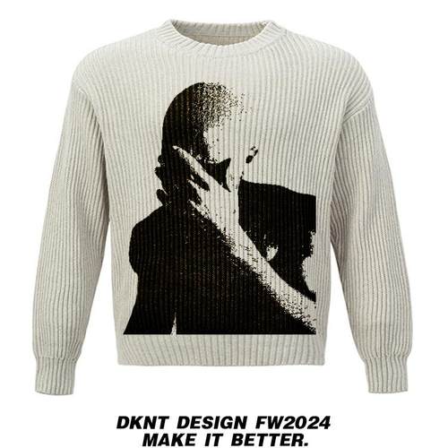 DKNT毛衣纯棉圆领人像