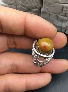 纯天然战国红玛瑙925银镶嵌戒指