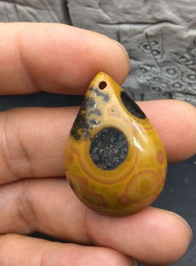 精美天然宣化上古战国红玛瑙个性料水滴眼珠随形原石项链吊坠包邮