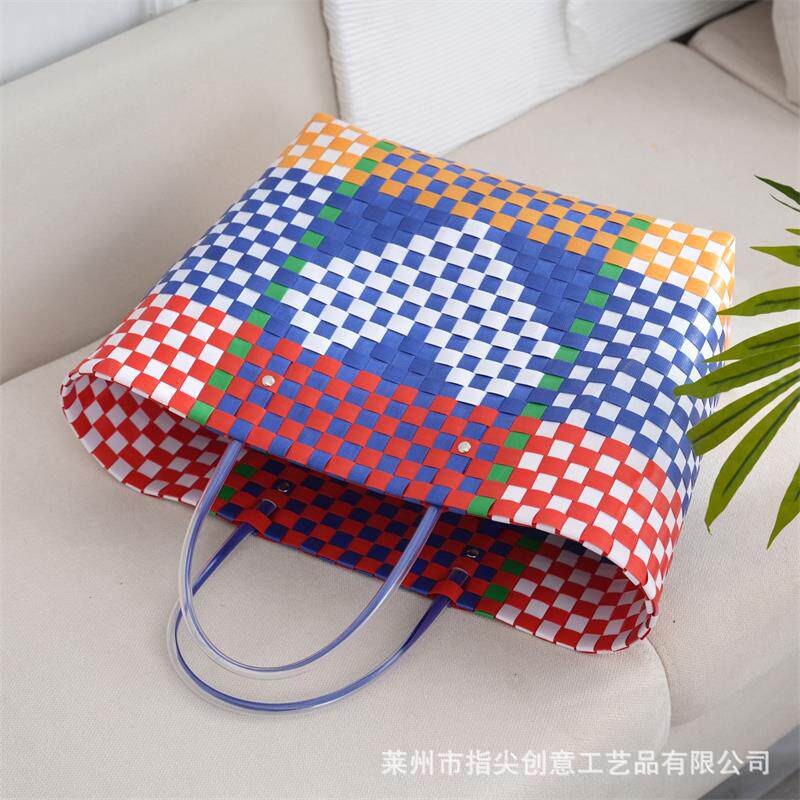 PP编织爱心大容量手提菜篮子