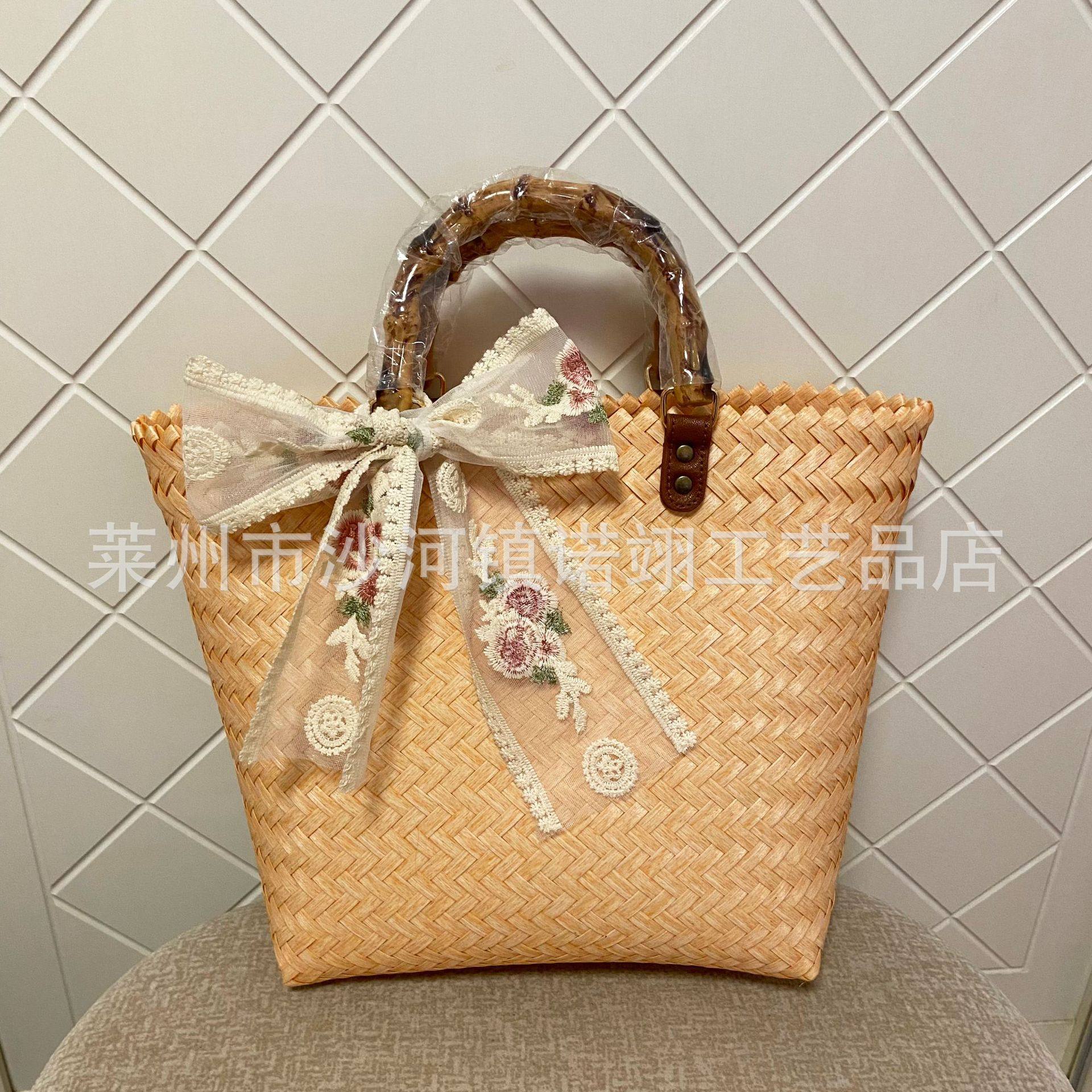 韩版外贸编织塑料沙滩购物篮
