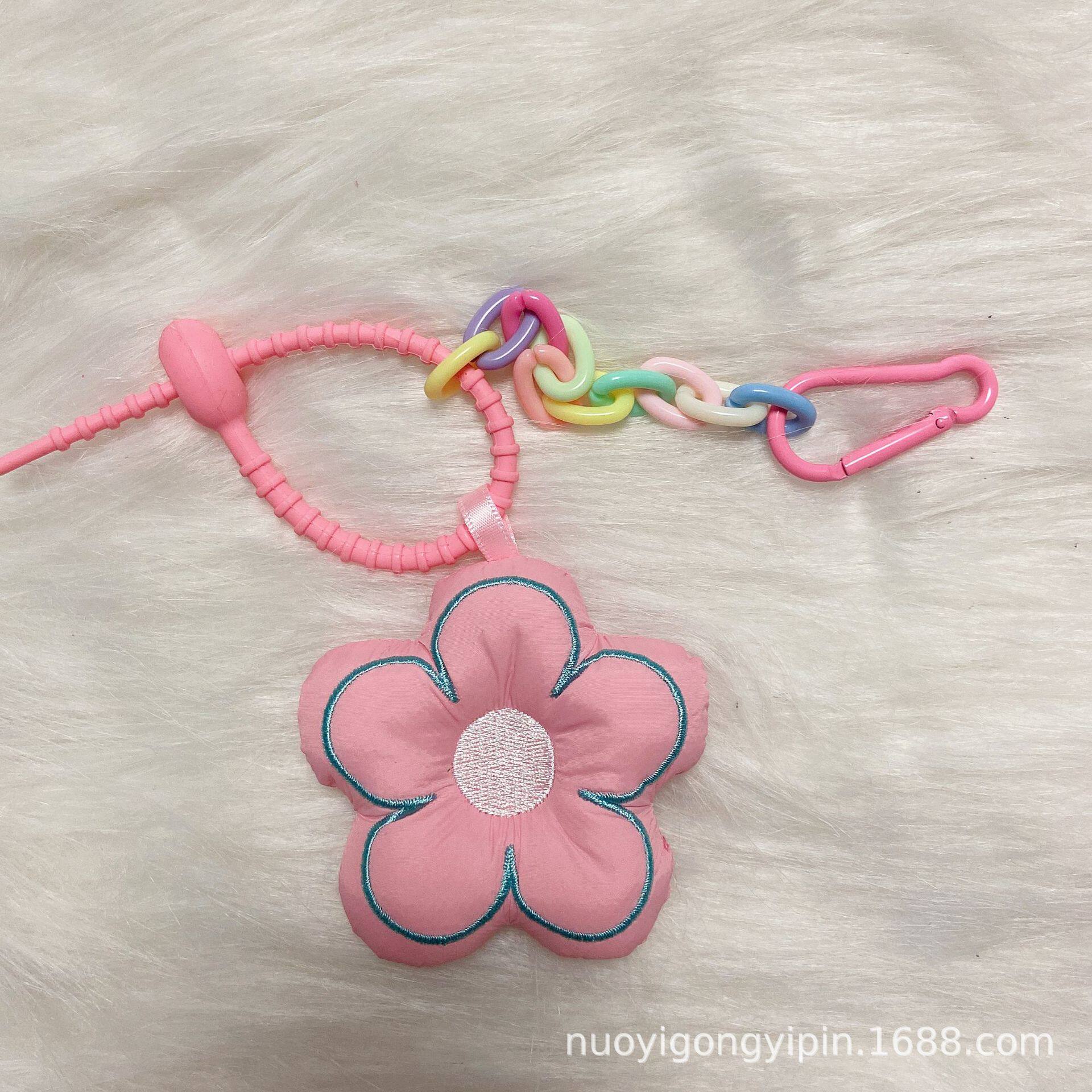 网红ins风布艺小花钥匙扣挂件