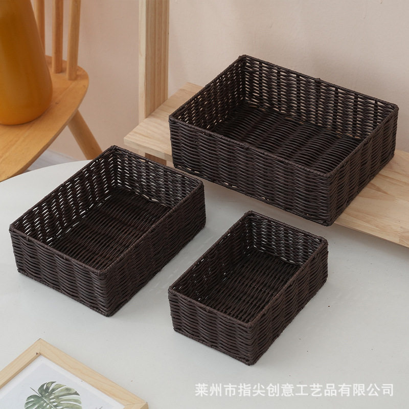 仿藤编桌面玄关收纳篮