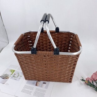 塑料藤编橱柜收纳筐 衣帽间柜子储物筐 电视柜格子篮整理篮方形