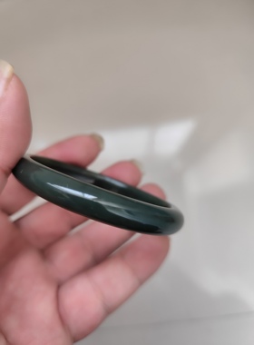 家有和田手镯58-59圈和田玉青海料蓝调细条