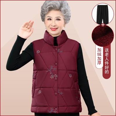 中老年人马甲女奶奶秋冬加绒坎肩