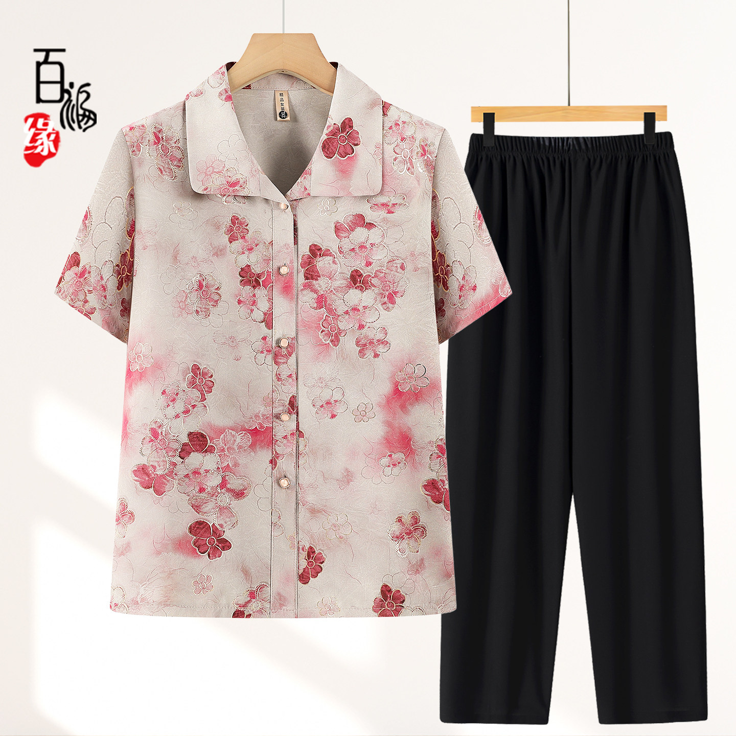 小个子奶奶夏装新款短袖翻领衬衫