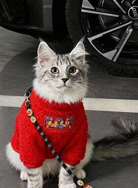 猫咪衣服喜庆新年唐装公猫帅气蓝猫暹罗猫缅因猫小猫银渐层豹猫冬