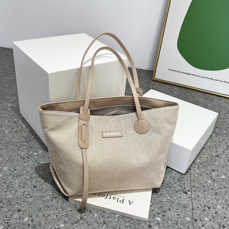 AUTHENTIC LARGE-CAPACITY TOTE BAG 2024 NEW WOMENS BAG LIGHT LUXURY LIGHTWEIGHT CANVAS BAG VERSATILE CASUAL HAND-HELD SHOULDER BAG