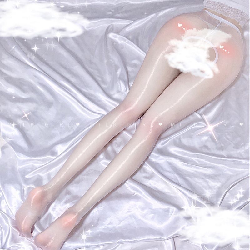 夏黑色性感美腿白色油光丝袜女油亮珠光滑连裤情调开档诱黑丝免