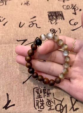 新中式国风鎏金木质情侣手链