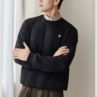 2025新款 鹅绒T加绒加厚圆领保暖上衣内搭宽松卫衣 分界线2588男士