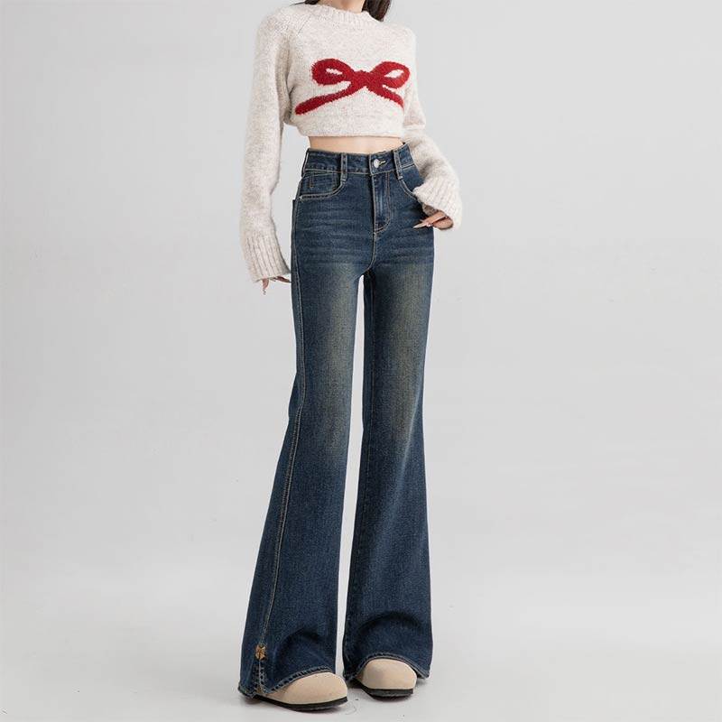 2025新款侧开叉微喇牛仔裤女设计感梨形身材高腰显瘦小个子喇叭裤,女装/女士精品,牛仔裤,淘宝优惠券,粉丝福利购,淘宝优惠卷