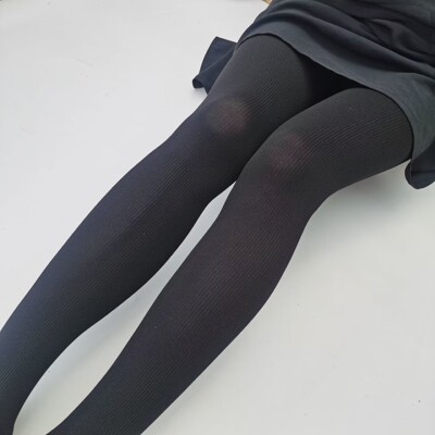 日本天鹅绒竖条裤袜女士