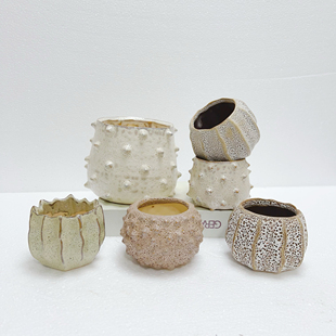 外贸简约创意多肉陶瓷花盆诧寂风气泡釉火山石自然纹理桌面绿植盆