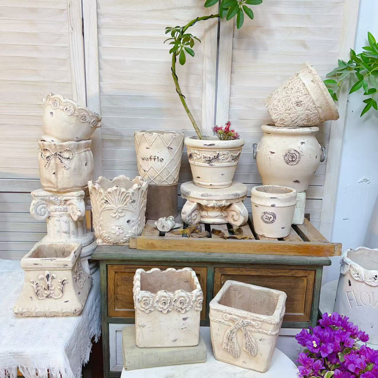 红陶花盆手压粗陶透气复古黄做旧浮雕田园月季绣球庭院草花陶盆,鲜花速递/花卉仿真/绿植园艺,花盆,淘宝优惠券,粉丝福利购,淘宝优惠卷