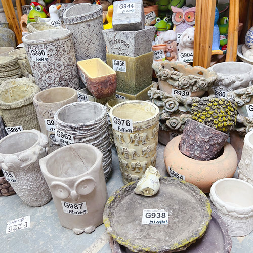 诧寂风复古做旧重工手压混泥土粗陶花盆花瓶摆件园艺花园家居装饰