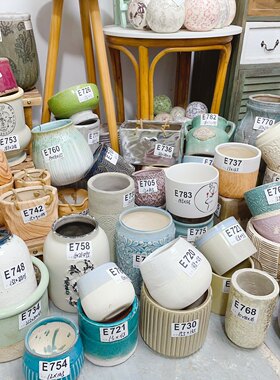 【孤品花盆E三区】陶瓷复古做旧外贸样品花盆花器桌面装饰创意