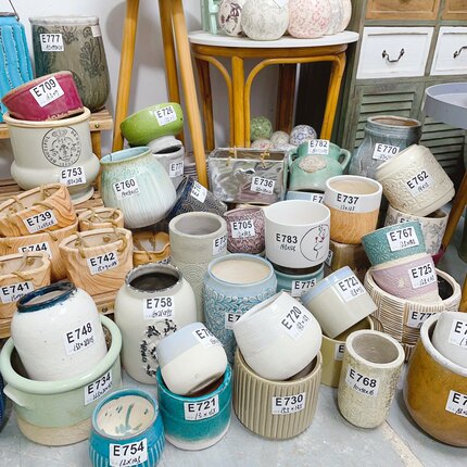 【孤品花盆E三区】陶瓷复古做旧外贸样品花盆花器桌面装饰创意