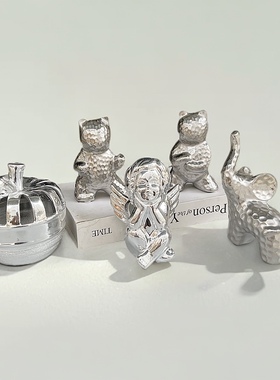 出口陶瓷电镀摆件电镀银色动物人物暴力熊大象天使家居家具装饰