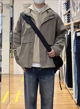 试衣间日单 春秋冬情侣款防风立领茄克防水夹克连帽外套男475038