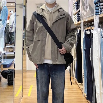 试衣间日单 春秋冬情侣款防风立领茄克防水夹克连帽外套男475038