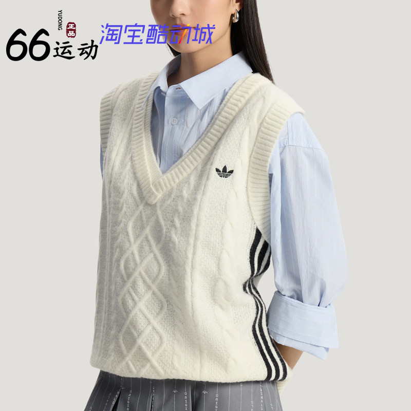 阿迪达斯女子针织宽松背心马甲