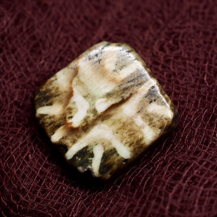 西亚百年帮迪克方片珠 邦提克 镶蚀棕榈木化石玉化蛋白石珠 好价