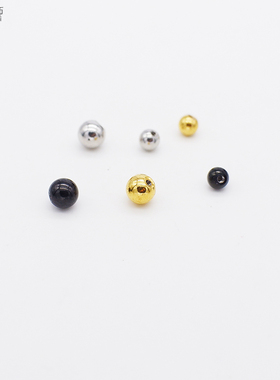 耳钉耳堵耳帽圆球圆珠螺丝拧扣0.8mm/1.2mm配件钢球金珠金色黑色