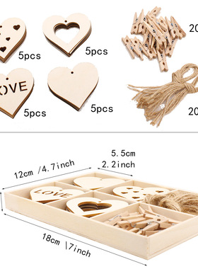 木制色盒子摆件创意6格木盒家居装饰情人节装饰品木片DIY配件