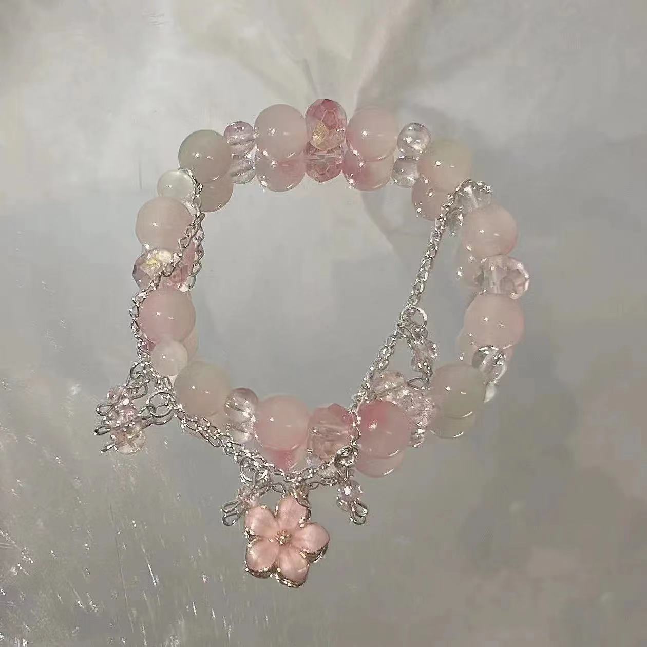 [春日来信] 小桃花串珠手链女双拼色潮小众设计樱花高级感手串