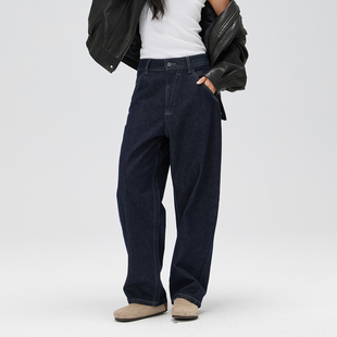 1925 女2025秋冬新款 NO.93复古原色弧形直筒裤 宽松休闲阔腿牛仔裤