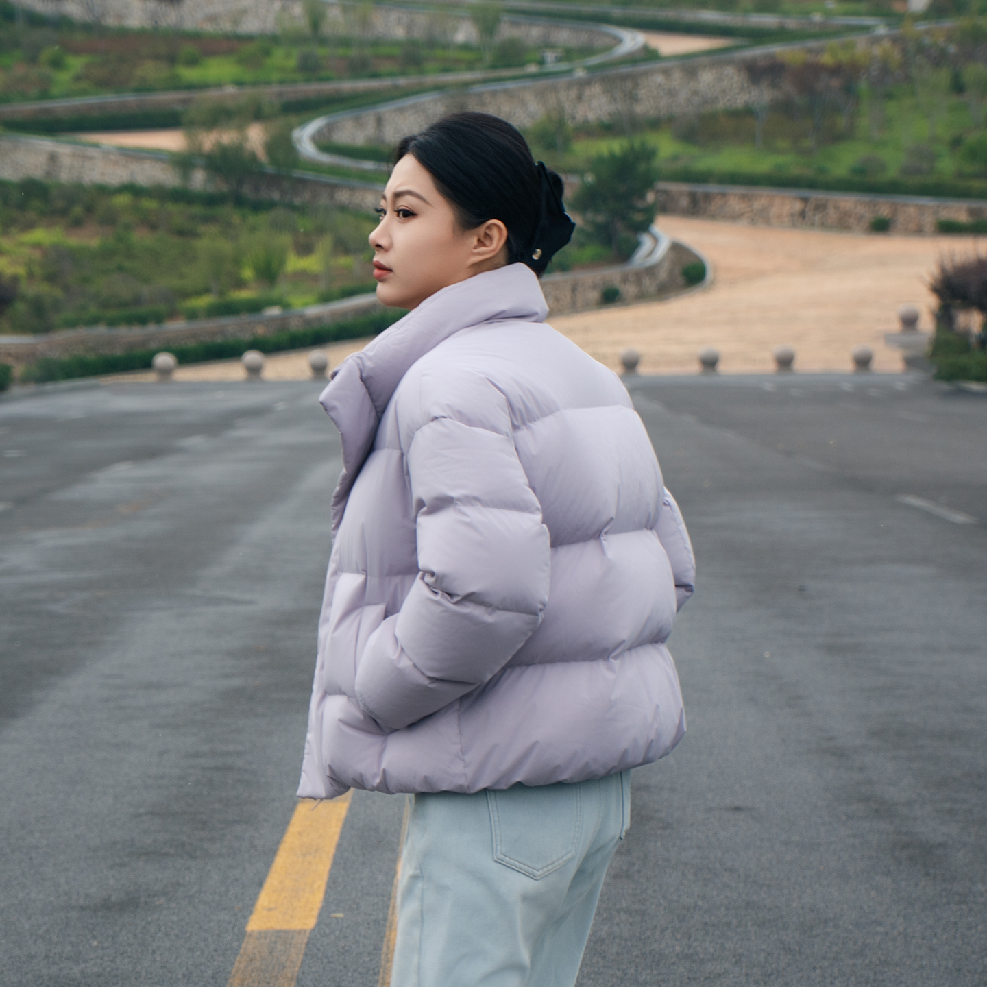 登美司短款羽绒服女2025秋新款95白鹅绒面包服时尚外套加厚保暖女