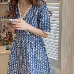 Real shot! Real price! Jacquard waist down V-neck dress