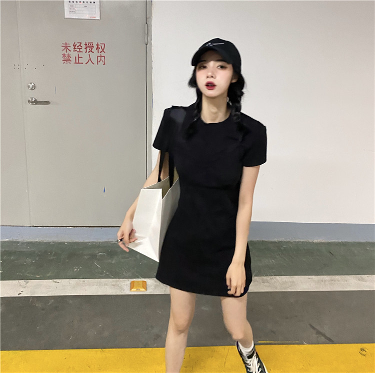 Real shot! Real price! Fake two piece stitched back design dress