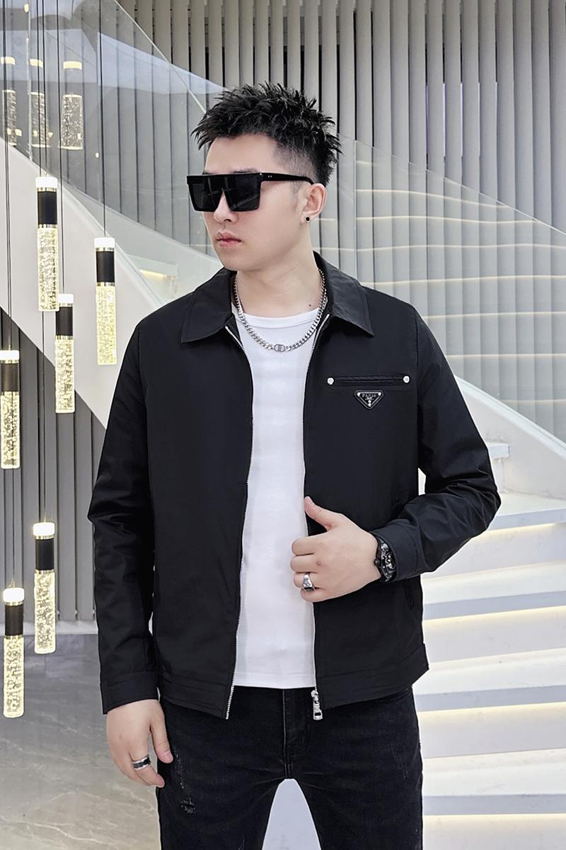 2026年新款翻领徽章休闲夹克钱塘3019-JK9076P135真模黑色,男装夹克,电商A023