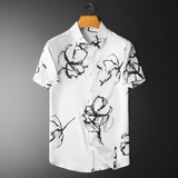 2024年新款衬衫青春大码修身风短袖衬衣钱塘30192312P65平铺，男装衬衫，电商A023