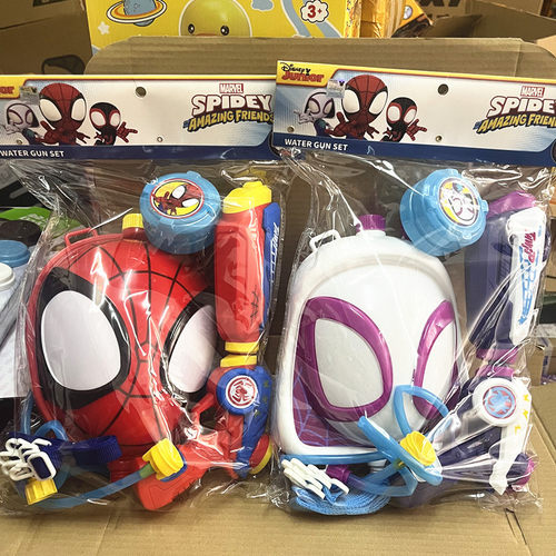 新款蜘蛛侠背包水枪儿童玩具网红呲滋水枪喷水抽拉式打水仗神器