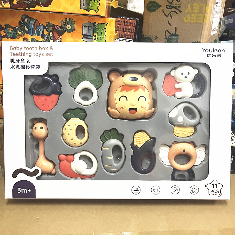 婴儿手摇铃宝宝益智早教玩具牙胶可咬玩具塑胶新生儿玩具摇铃套装
