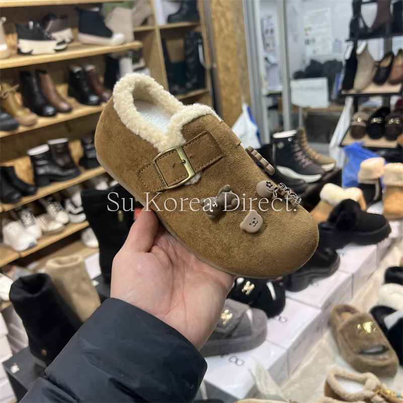 可爱卡通装饰毛绒勃肯鞋女