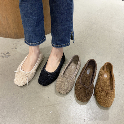 小小秋冬绒里蝴蝶结温柔毛毛鞋