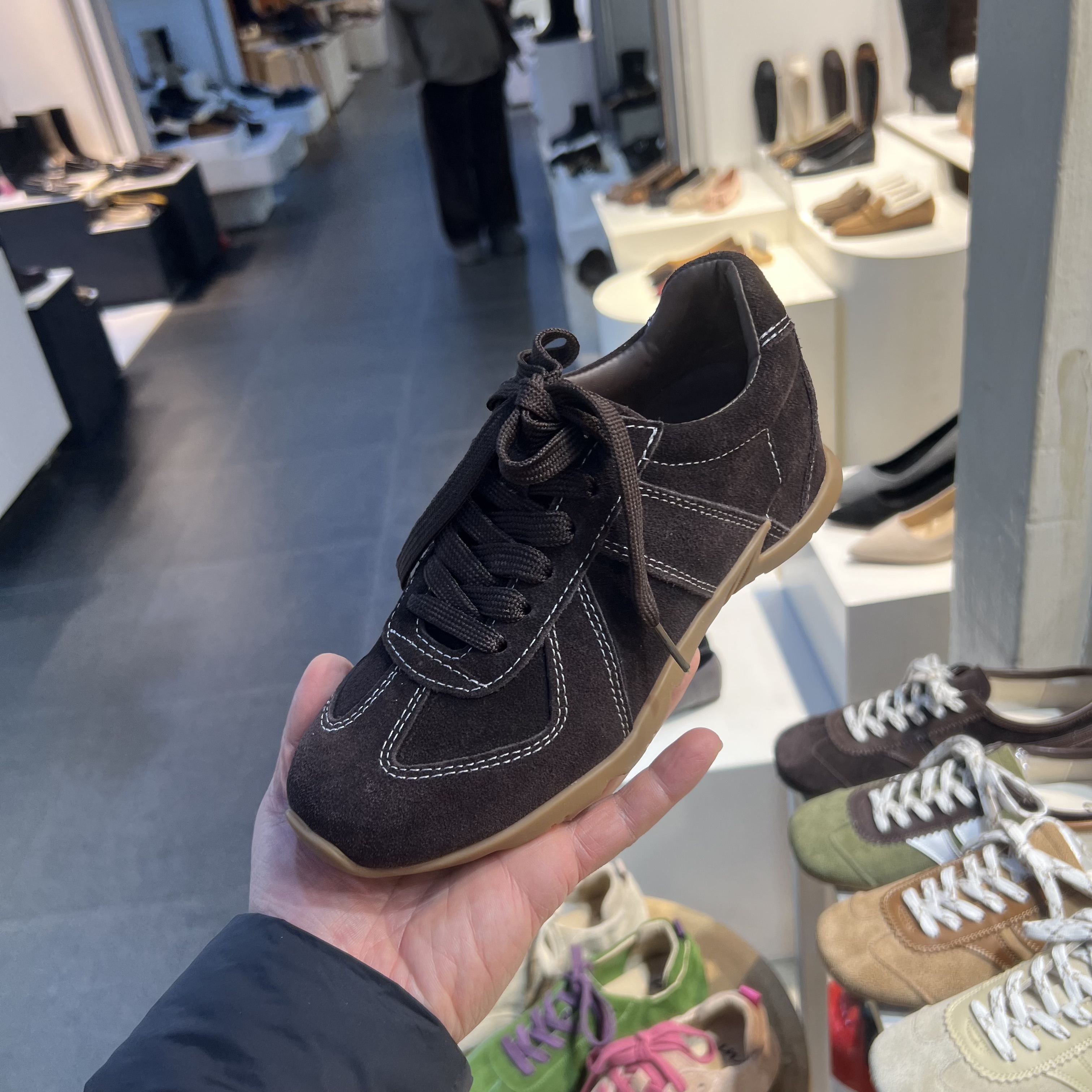 真皮复古德训鞋女休闲运动鞋