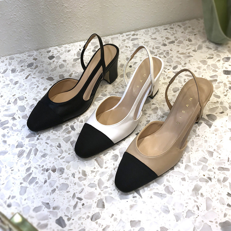 小小苏单鞋女撞色圆头后绊带通勤