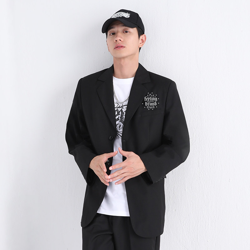 街舞男单件西服炸街外套嘻哈精神暴徒高级感ins痞帅西服套装男潮