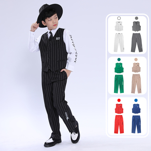 男服装 套装 少儿popping演出服机械舞locking演出服儿童战服西装