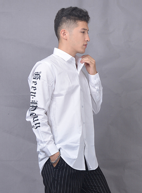 EB美式街舞宽松衬衣外穿男hiphop潮搭popping长袖衬衫嘻哈演出服