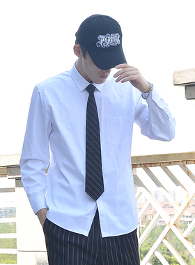 坠感衬衫男学生纯白学院风韩式Popping高级感 DK衬衣男潮宽松长袖