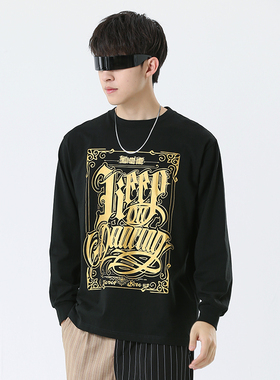 美式街舞KOD印花长袖T恤